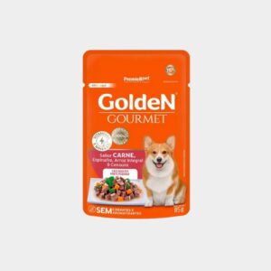 Sachê Golden Gourmet cães - carne, espinafre, arroz integral e cenoura - 85 grs