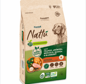 Premier Nattú - Sabor Frango, Abóbora, Brócolis, Quinoa & Blueberry - Adultos Porte Pequeno - 2,5 Kg