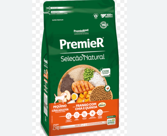 Premier Seleção Natural - Frango com Chia e Quinoa - Adultos Porte Pequeno - 2,5 Kg