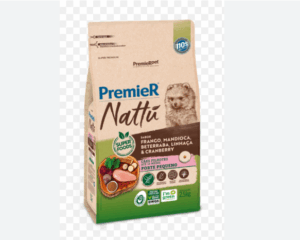 Premier Nattú – Sabor Frango, Mandioca, Beterraba, Linhaça & Cranberry - Filhotes Porte Pequeno - 2,5 Kg