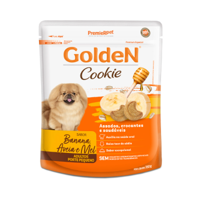 Golden Cookie – Banana, Aveia e Mel – Cães adultos Pequeno Porte – 350 grs.